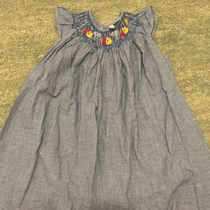 Charming Blue Kids Dress with smocked Embroidered Details sailboats
